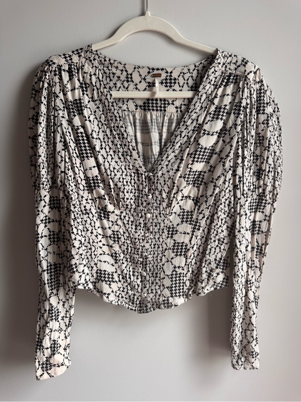 Free People Snake Print V-Neck Button Front Women's Top size Medium